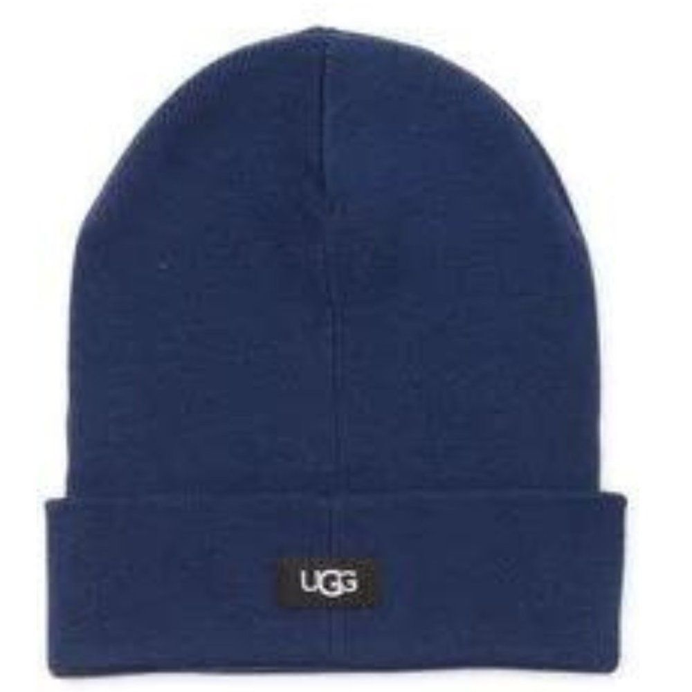 UGG Men's Blue Polyester Blend Knit Cuff Winter Beanie Hat - Picture 2 of 10